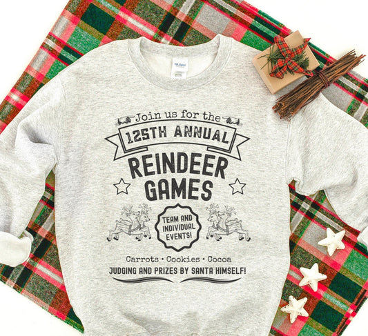 Reindeer Games Sweatshirt, Merry Christmas Sweatshirt, Mens Holiday Shirt, Santa Graphic Tee
