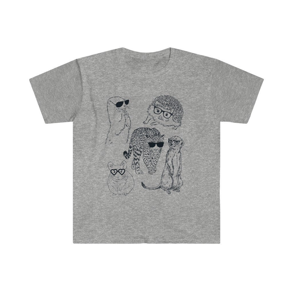 Animals In Glasses Tshirt, Cute Animal Shirt, Funny Animal Graphic Tee