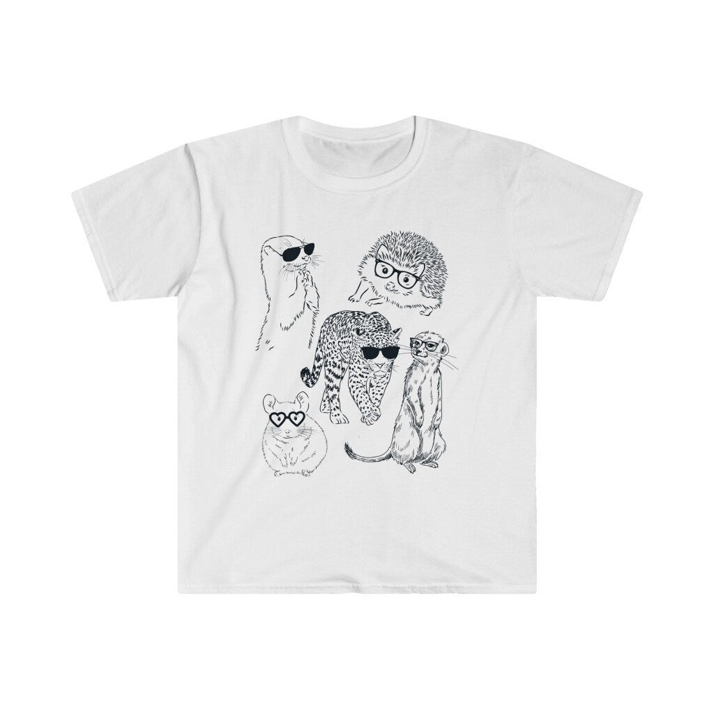 Animals In Glasses Tshirt, Cute Animal Shirt, Funny Animal Graphic Tee