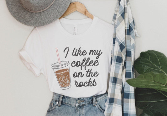I Like My Coffee On The Rocks Tshirt, Ice Coffee Please Tee, Bring Me Iced Coffee, Coffee Lover Shirts, Caffeinated Tshirt