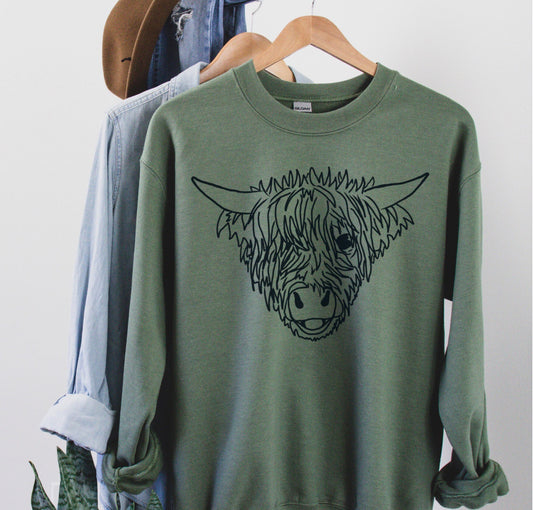 Highland Cow Sweatshirt, Scottish Cow Shirts, Shaggy Cow Sweater, Baby Cow Sweatshirt