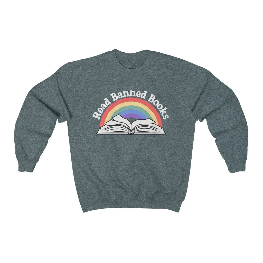 Read Banned Books Rainbow Sweatshirt, Reading Gift, Present For Teacher Librarian, Book Lover