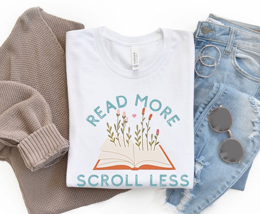 Read More Scroll Less Tshirt, Bookworm Tee, Books Are Magic Shirt, Teaches Librarian Apparel, Present For Book Lover