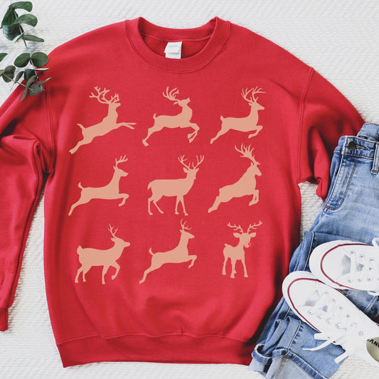 Santas Reindeer Sweatshirt, Modern Rudolph Sweater, Minimalist Christmas Hoodie, Cute Xmas Shirts