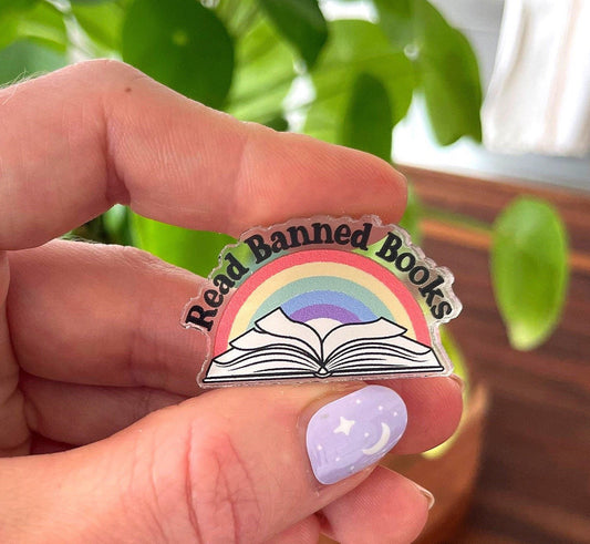 Read Banned Books Acrylic Pin, Rainbow Pin For Backpack, Ban Guns Not Books, Im With The Banned, Subtle Pride, Liberal Stickers
