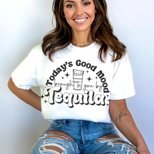 Todays Good Mood Brought To You By Tequila Tshirt, Funny Vacation Tee, Margarita Shirts, mom Humor, Bachelorette Party Matching Apparel