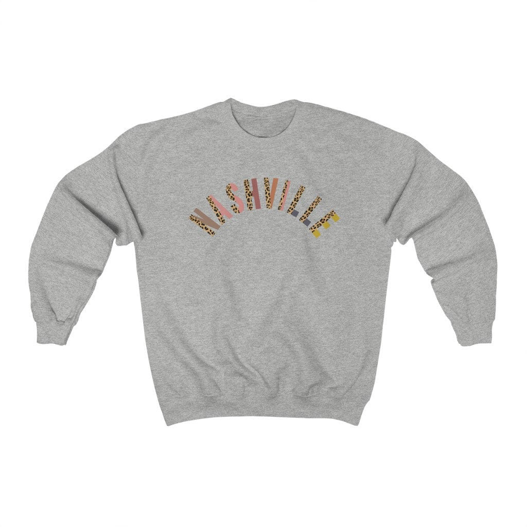 Nashville Leopard Print Sweatshirt, Tennessee Sweaters, Nashville Trip Shirts, Trendy Vacation Sweatshirt, Bachelorette Party Hoodie