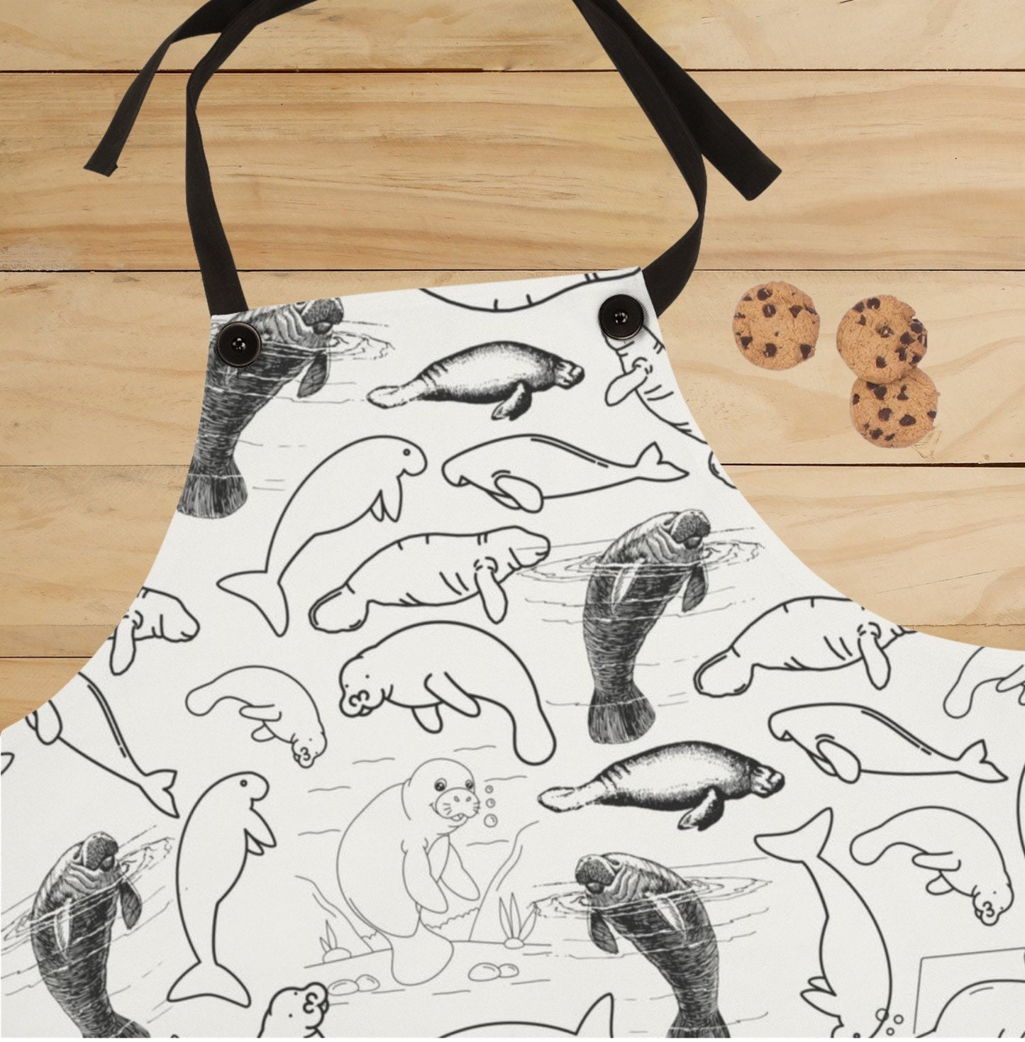Manatee Apron, Gift For Manatee Lover, Present For Manatee Fan, Home Decor Kitchen Items Marine Biology, Florida Resident Kitchen