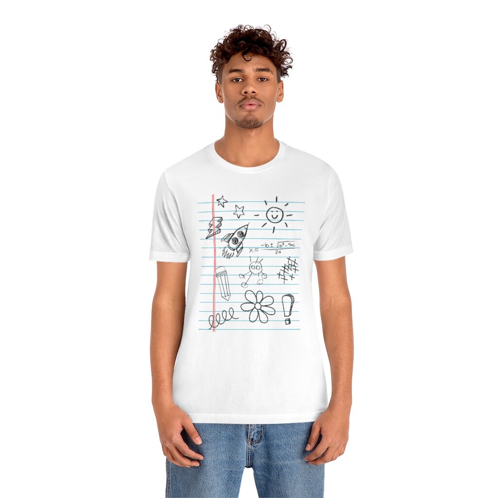Notebook Doodles Tshirt, Notebook Paper Tee, Back To School Outfit, Kidcore Shirts