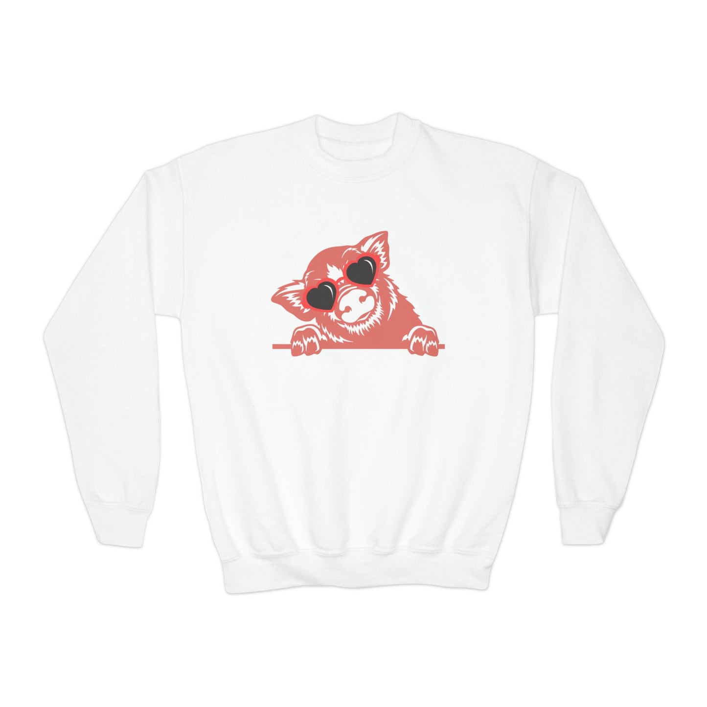 Heart Glasses Pig Youth Sweatshirt, Cute Pig Sweatshirt, 90s Mom Shirts For Women, Pig Lover Gifts, Simple Pig Hoodies For Wom