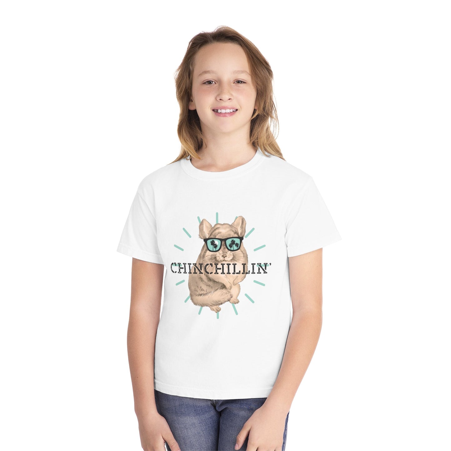 Kids Tan Chinchillin Tee, Cute Chinchilla Shirt, Tshirt For Chinchilla Owner, Gift for Chin Lover, Unique Pets, Animals In Glasses