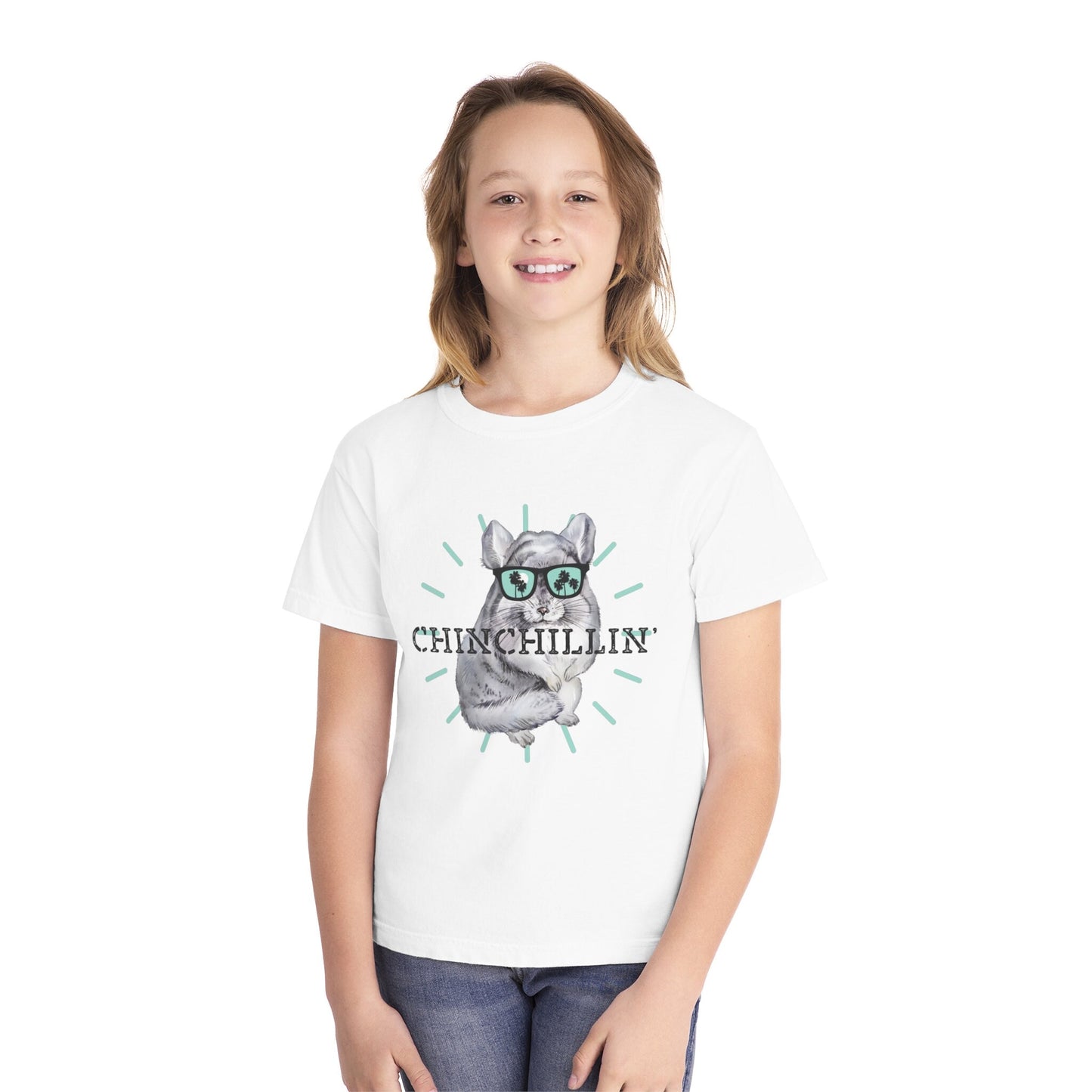 Kids Gray Chinchillin Tee, Cute Chinchilla Shirt, Tshirt For Chinchilla Owner, Gift for Chin Lover, Unique Pets, Animals In Glasses